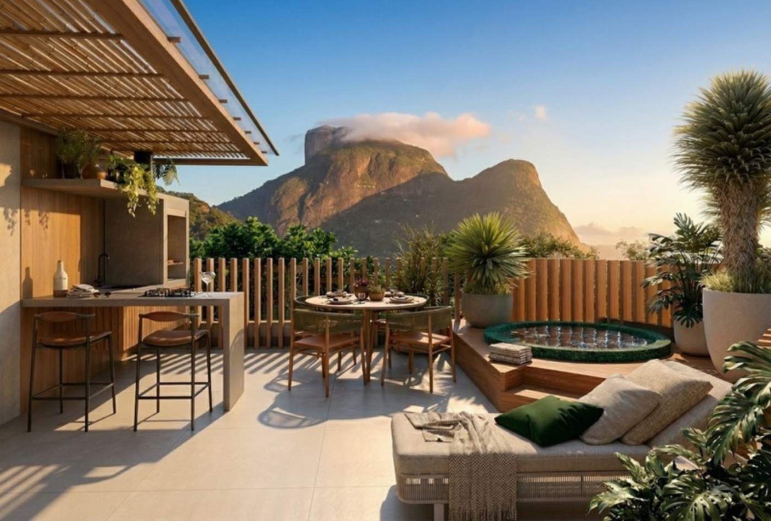 Terraço com vista Pedra da Gávea no Oceà Studios